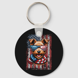 Welsh Terrier Dog Lover US Flag 4. Juli Patrio Schlüsselanhänger