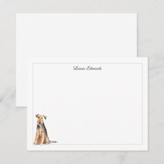 Welsh Terrier Gray Border Personalized Mitteilungskarte (Vorne/Hinten)