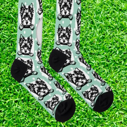 Welsh Terrier Green Puppy Personalisiertes Thema S Socken