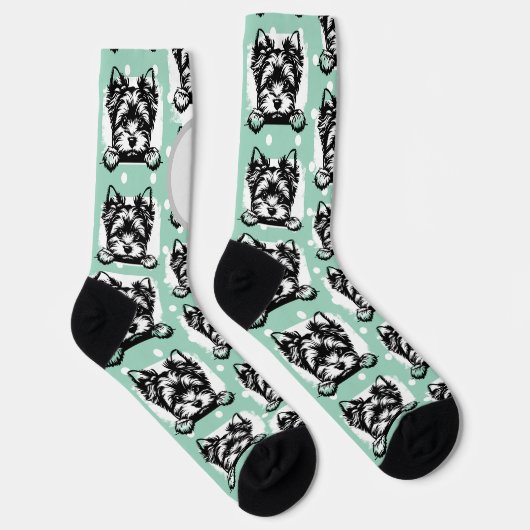 Welsh Terrier Green Puppy Personalisiertes Thema S Socken (Rechts)