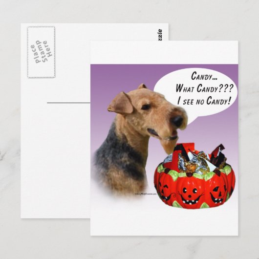 Welsh Terrier Halloween Candy Postkarte (Vorne/Hinten)
