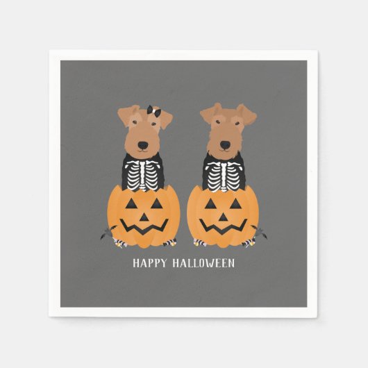 Welsh Terrier Halloween Skeleton Serviette (Vorderseite)