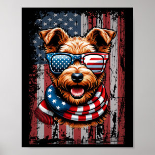 Welsh Terrier Hundeliebhaber Us Flagge 4. Juli Pat Poster