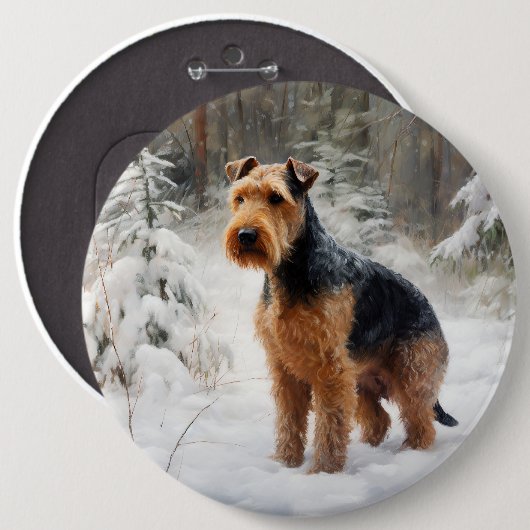 Welsh Terrier Lass es schneien Weihnachten Button (Vorne & Hinten)