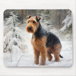 Welsh Terrier Lass es schneien Weihnachten Mousepad