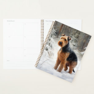 Welsh Terrier Lass es schneien Weihnachten Planer