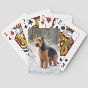 Welsh Terrier Lass es schneien Weihnachten Spielkarten