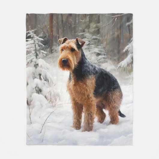 Welsh Terrier Let It Snow Weihnachten Fleecedecke (Vorderseite)