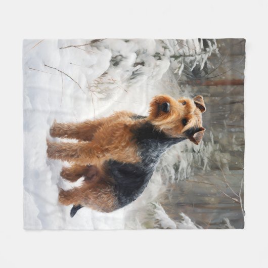 Welsh Terrier Let It Snow Weihnachten Fleecedecke (Vorderseite (Horizontal))