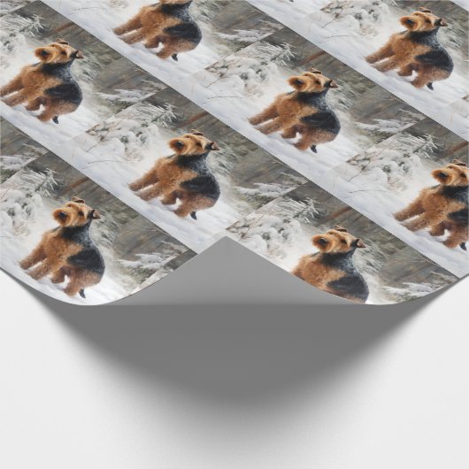 Welsh Terrier Let It Snow Weihnachten Geschenkpapier (Ecke)
