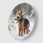 Welsh Terrier Let It Snow Weihnachten Große Wanduhr (Winkel)