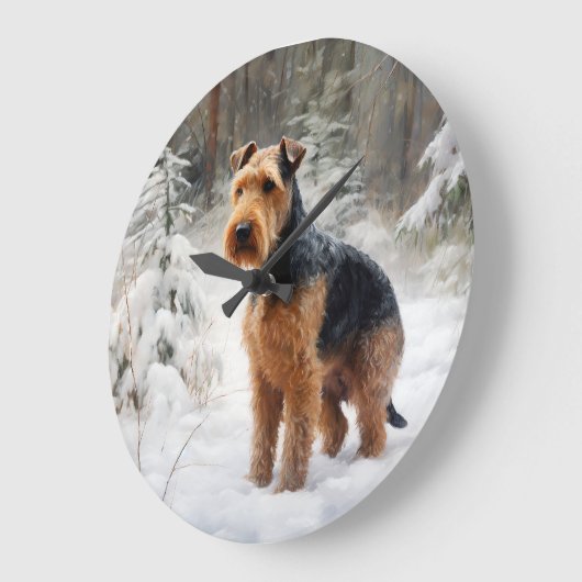 Welsh Terrier Let It Snow Weihnachten Große Wanduhr (Winkel)