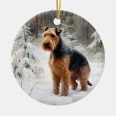 Welsh Terrier Let It Snow Weihnachten Keramik Ornament (Vorne)
