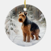 Welsh Terrier Let It Snow Weihnachten Keramik Ornament (Hinten)