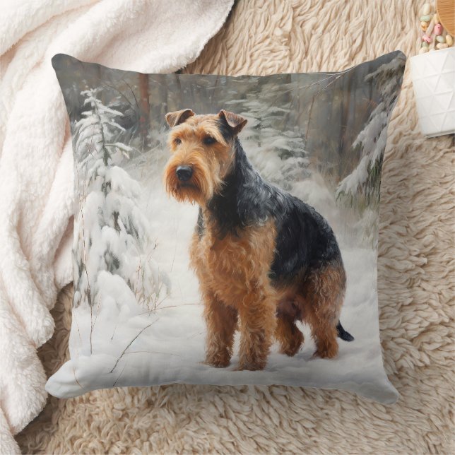 Welsh Terrier Let It Snow Weihnachten Kissen (Decke)
