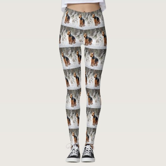 Welsh Terrier Let It Snow Weihnachten Leggings (Vorderseite)