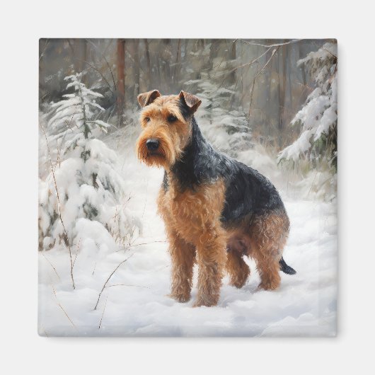 Welsh Terrier Let It Snow Weihnachten Magnet (Vorne)