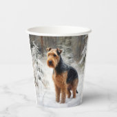Welsh Terrier Let It Snow Weihnachten Pappbecher (Rückseite)