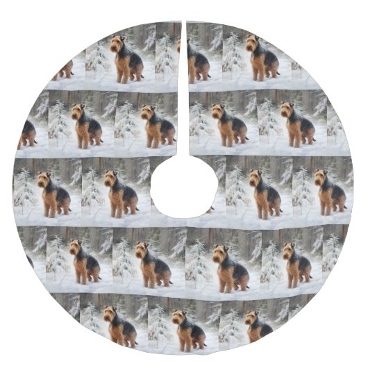 Welsh Terrier Let It Snow Weihnachten Polyester Weihnachtsbaumdecke (Vorderseite)