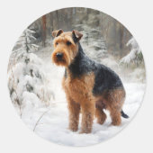 Welsh Terrier Let It Snow Weihnachten Runder Aufkleber (Vorderseite)