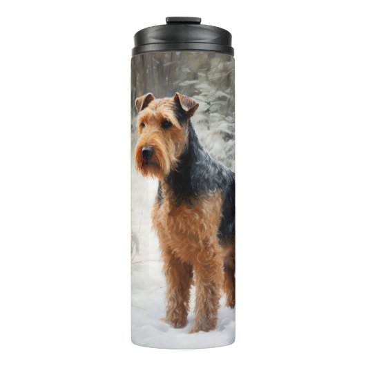 Welsh Terrier Let It Snow Weihnachten Thermosbecher (Vorderseite)