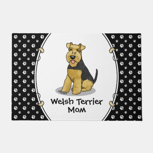 Welsh Terrier Mama Niedlich Hunde Mama Fußmatte (Vorderseite)