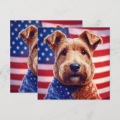Welsh Terrier mit amerikanischer Flagge und Bandan Einladung (Vorne/Hinten)