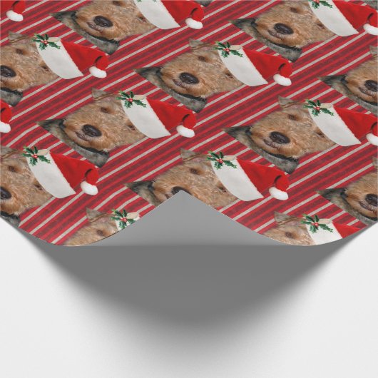 Welsh Terrier mit dem Weihnachtsmann Geschenkpapier (Ecke)
