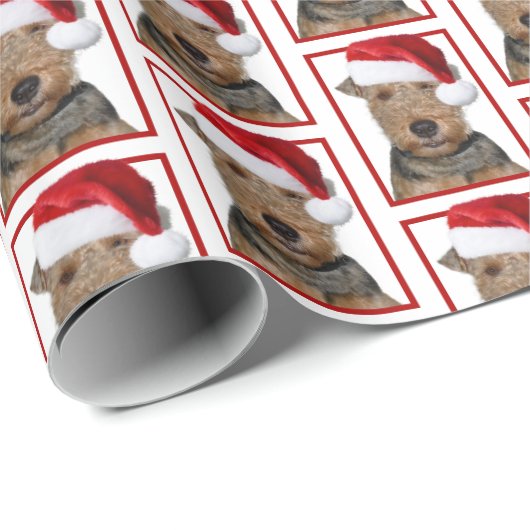 Welsh Terrier mit Santa Claus Hat Geschenkpapier (Rolleneckpunkt)