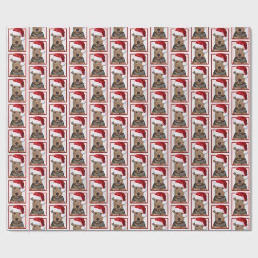 Welsh Terrier mit Santa Claus Hat Geschenkpapier (Flach)