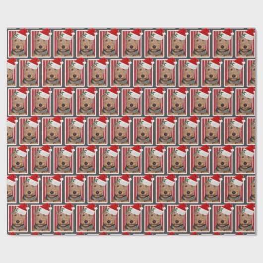 Welsh Terrier mit Santa Claus Hat Geschenkpapier (Flach)