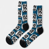 Welsh Terrier Navy Welppy Personalisiertes Thema Socken (Linkes Detail)