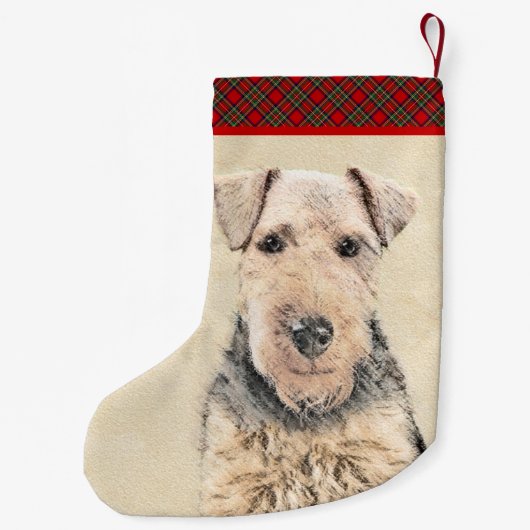 Welsh Terrier Painting - Niedliche Original Hunde Kleiner Weihnachtsstrumpf (Rückseite)