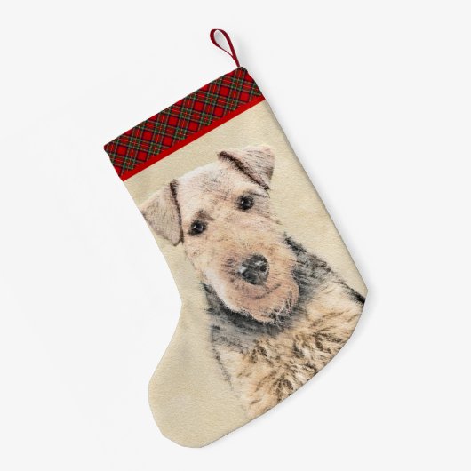 Welsh Terrier Painting - Niedliche Original Hunde Kleiner Weihnachtsstrumpf (Rückseite (Hängend))