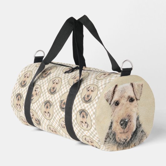 Welsh Terrier Painting WT Niedlich Original Hunde Duffle Bag (Linke Seite)