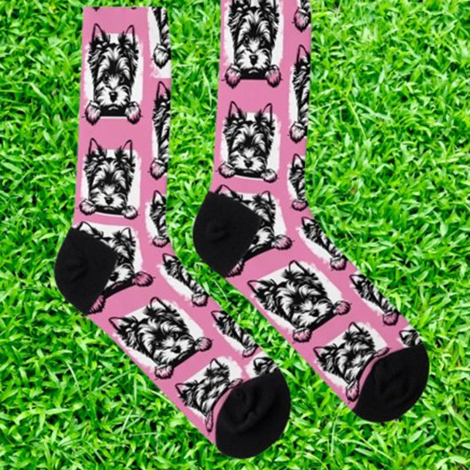 Welsh Terrier Pink Puppy Personalisiertes Thema Socken