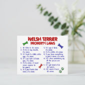 WELSH TERRIER Property Laws 2 Postkarte (Stehend Vorderseite)