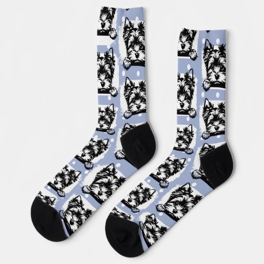 Welsh Terrier Puppy Blue Dots Theme Socken (Linkes Detail)