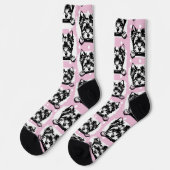 Welsh Terrier Puppy Pink Dots Thema Socken (Linkes Detail)