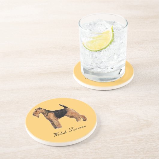 Welsh Terrier Sandstone Untersetzer (Seite)