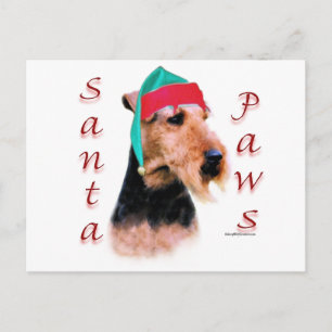 Welsh Terrier Santa Paws Feiertagspostkarte