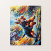 Welsh Terrier: Schwarz und Braun Welshie Puzzle (Vertikal)