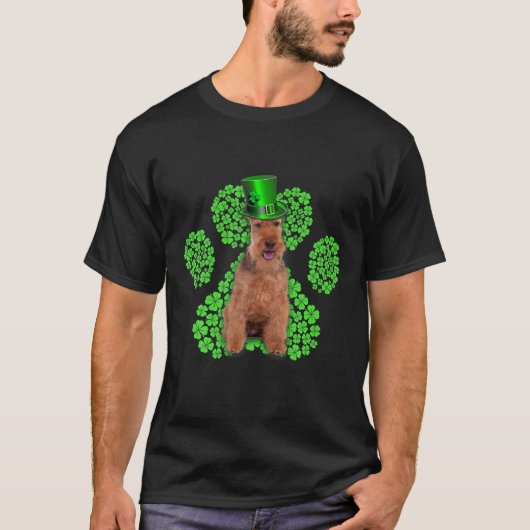 Welsh Terrier Shamrock Paw Clovers St Patrick's Da T-Shirt (Vorderseite)