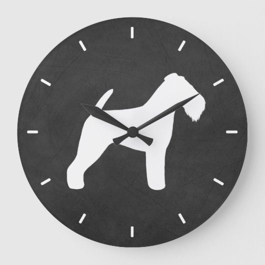 Welsh Terrier Silhouette Große Wanduhr (Vorderseite)