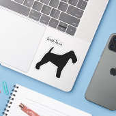 Welsh Terrier Silhouette Hunde Rasse Vinyl Sticker (Laptop mit iPhone)