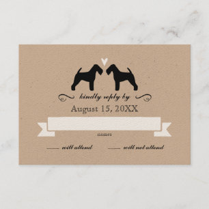 Welsh Terrier Silhouetten Hochzeit RSVP Antwort