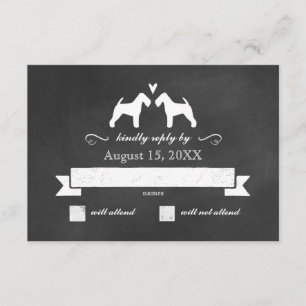 Welsh Terrier Silhouetten Hochzeit RSVP Antwort