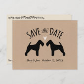Welsh Terrier Silhouetten Hochzeitssache Datum spe Ankündigungspostkarte (Vorne/Hinten)
