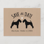 Welsh Terrier Silhouetten Hochzeitssache Datum spe Ankündigungspostkarte (Vorderseite)
