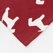 Welsh Terrier Silhouetten Muster Rot und Weiß Fleecedecke (Ecke)